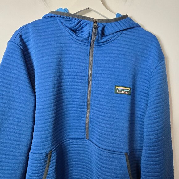 L.L. Bean Men's Size L Airlight Half-Zip Quilted Slightly Fitted Hoodie Blue UPF - Picture 2 of 6